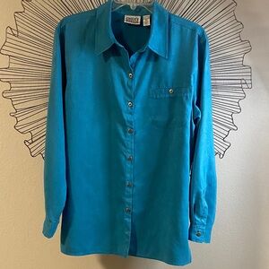 Chico’s Long Sleeve Teal Turquoise Shirt Size 2 / or 12-14